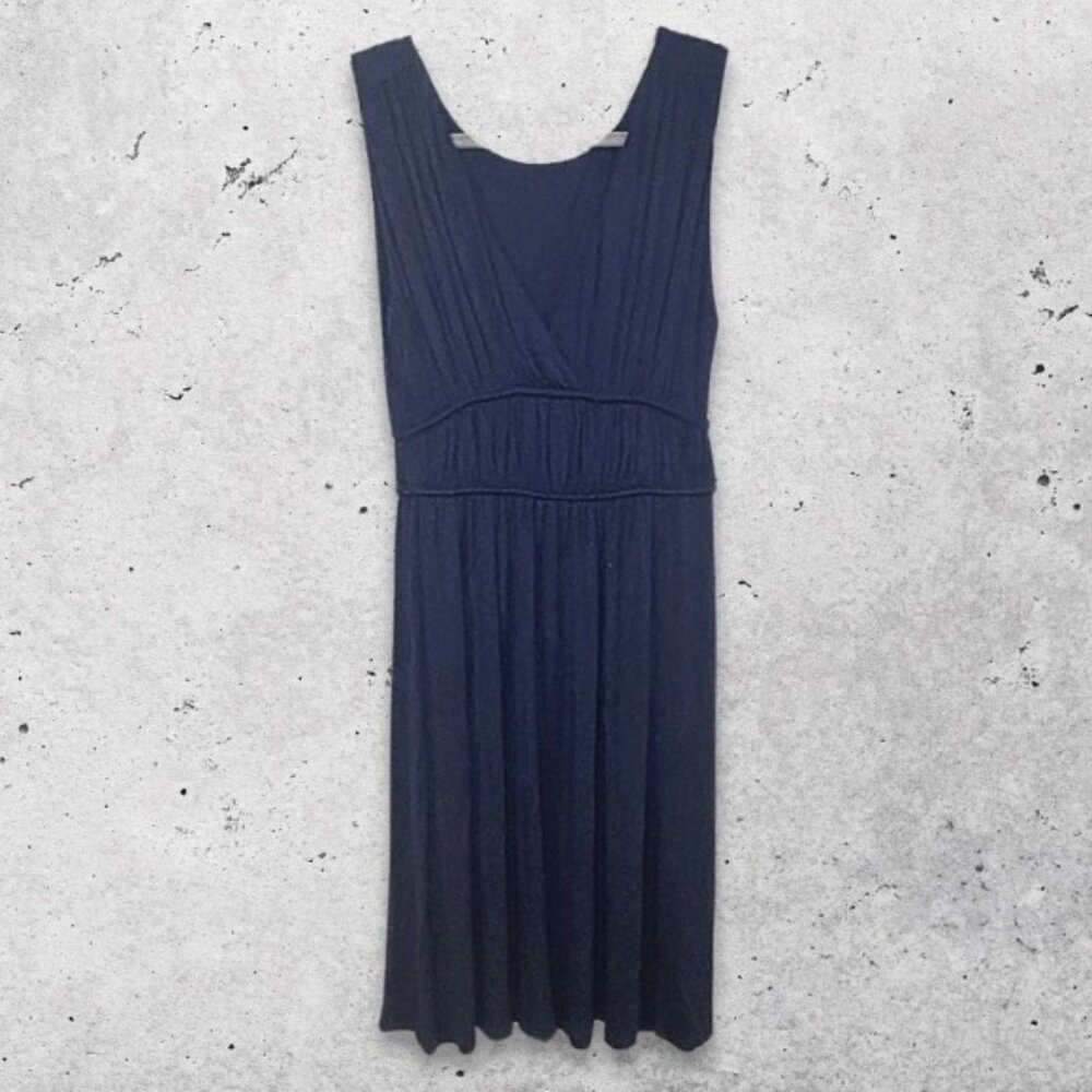 Michael Stars Dress Sleeveless Pleated Design Breathable Fabric Navy‎ Blue W OS
